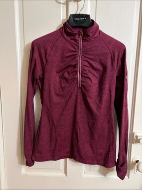 Kirkland Signature women's maroon heathered quarter-zip pullover